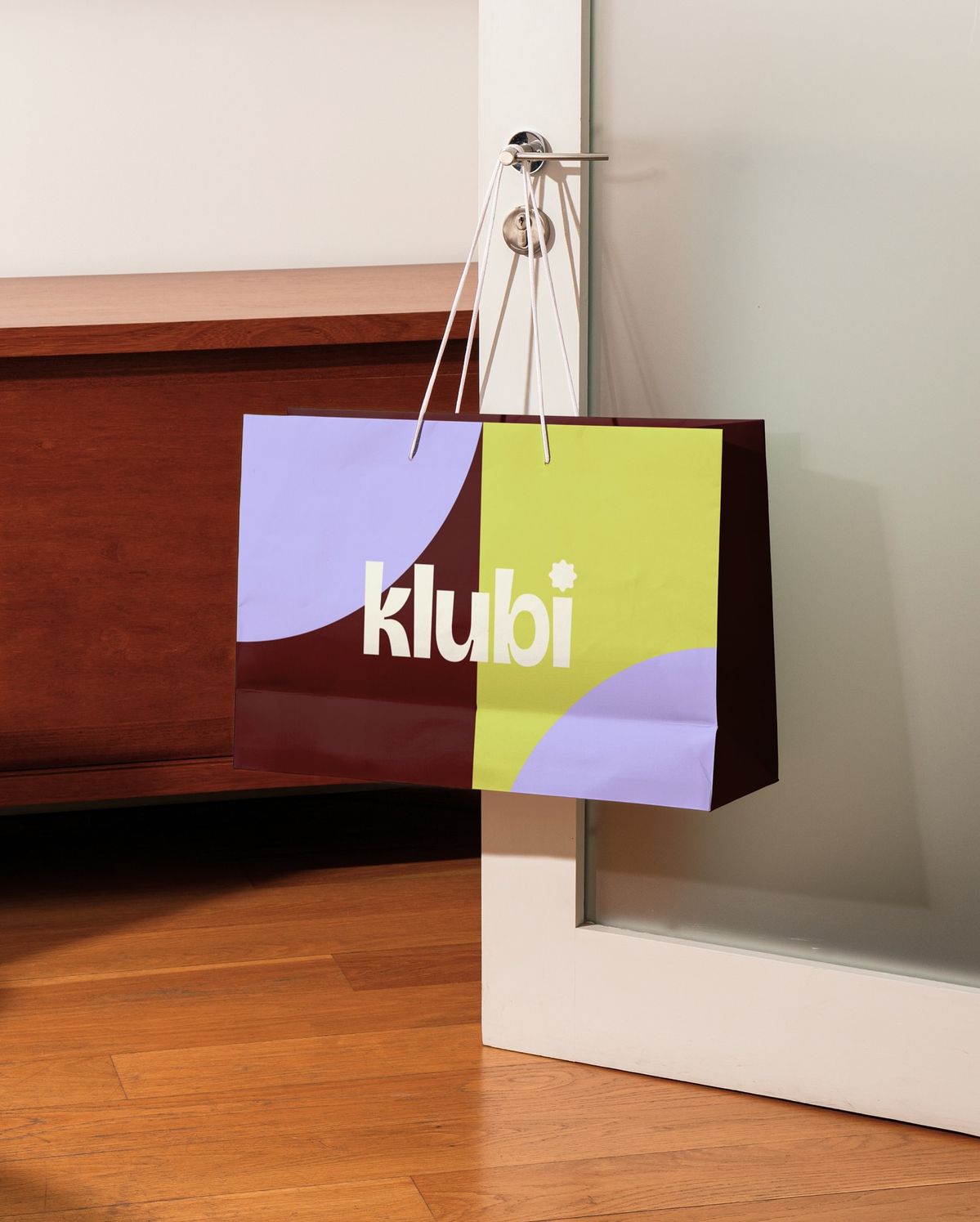 Full-colour print example with geometric artwork