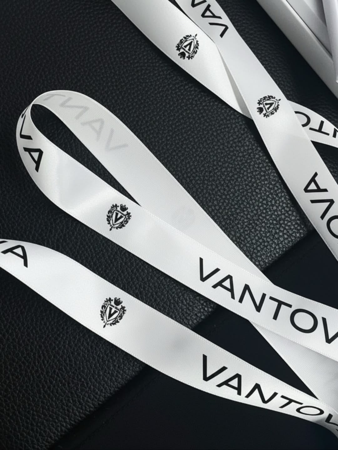 Premium satin ribbon with printed branding