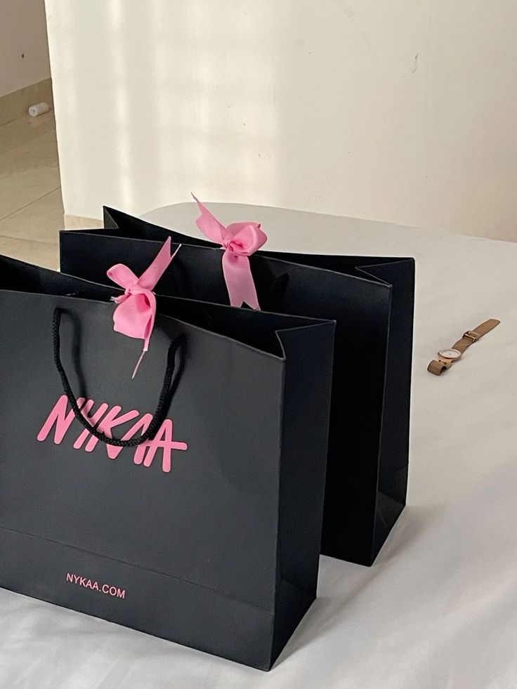 Two-colour print example on black paper bags